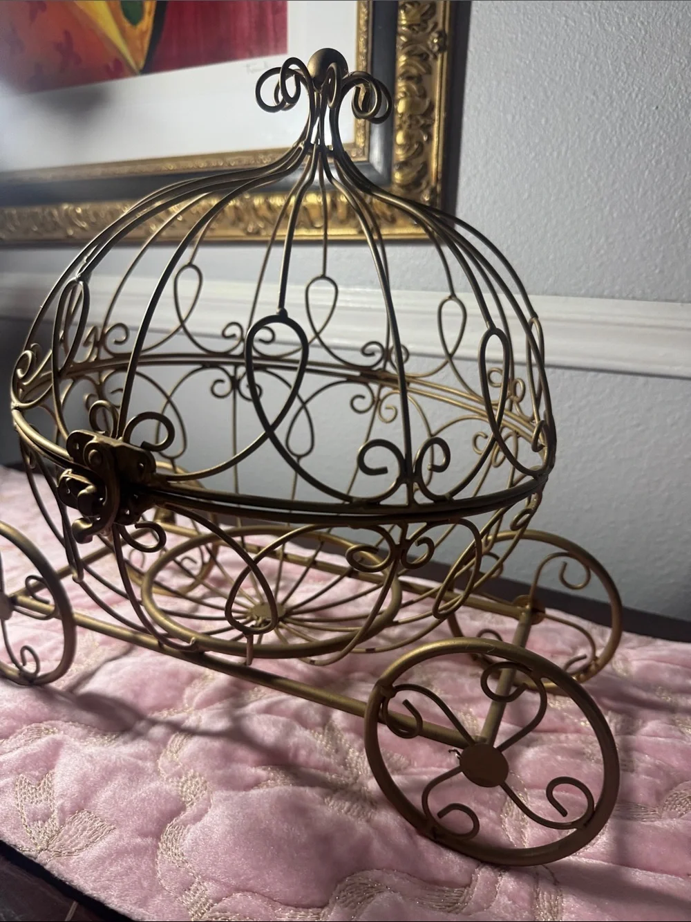 Cinderella Gold Wire Carriage Decorative Accent